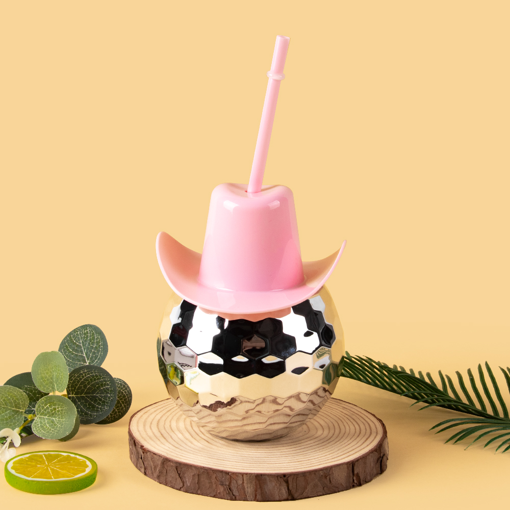 Disco Ball Cups with Cowboy Hat Lids and Straws Hen Bachelorette Party Decorations 70s Retro Bar Dance Disco Party Supplies