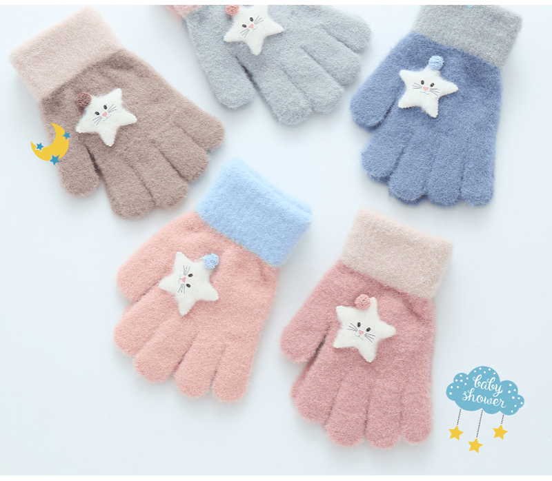 Kinderen Handschoenen Herfst En Winter Cartoon Leuke Jacquard Snoep Kleur Gebreide Handschoenen Voor 6-13Y Baby Handschoenen Wanten