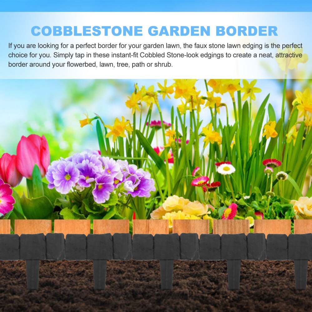 15pcs Cobblestone Garden Edging Border Fence Lawn Border Landscape Fence