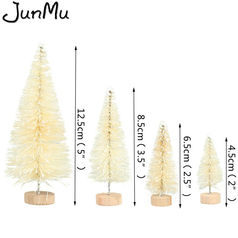 4 stk sisal fiber mini juletræ 3 farver sne frost lille fyrretræ gør det selv håndværk skrivebordsdekoration julepynt