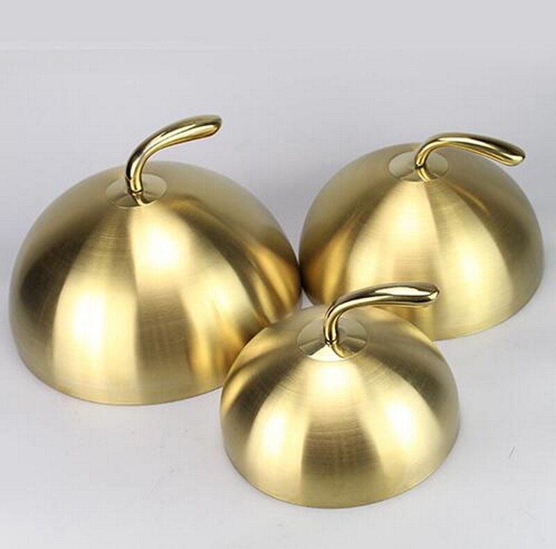 Stainless steel steak cover luxury hotel round food cover thick iron plate cover gold food cover
