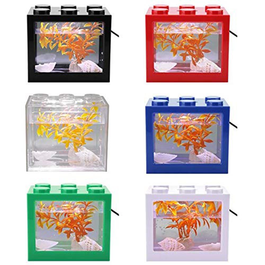 Mini Aquarium with Light Fishbowl for Home Office Tea Table Decoration