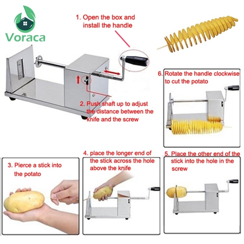 Spiraal Aardappel Snijmachine Twister Twisted Tornado Aardappelen Snijder Frietjes Snijden Chips Machine Keuken DIY Koken Gereedschap