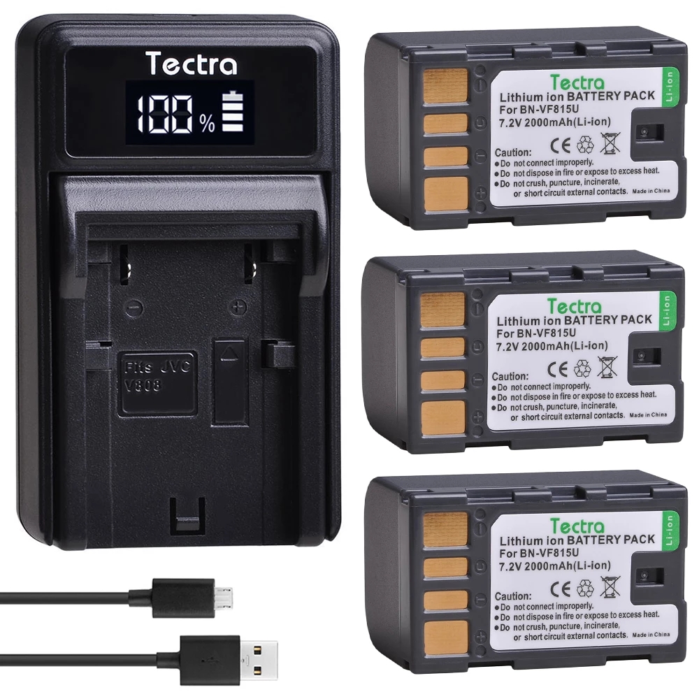 Tecrta 2000mAh BN-VF815U for BN-VF815 BNVF815 Battery for JVC GR-D720US GR-D728 GR-D750US GR-D771 GR-D720+LED USB Charger: Pink