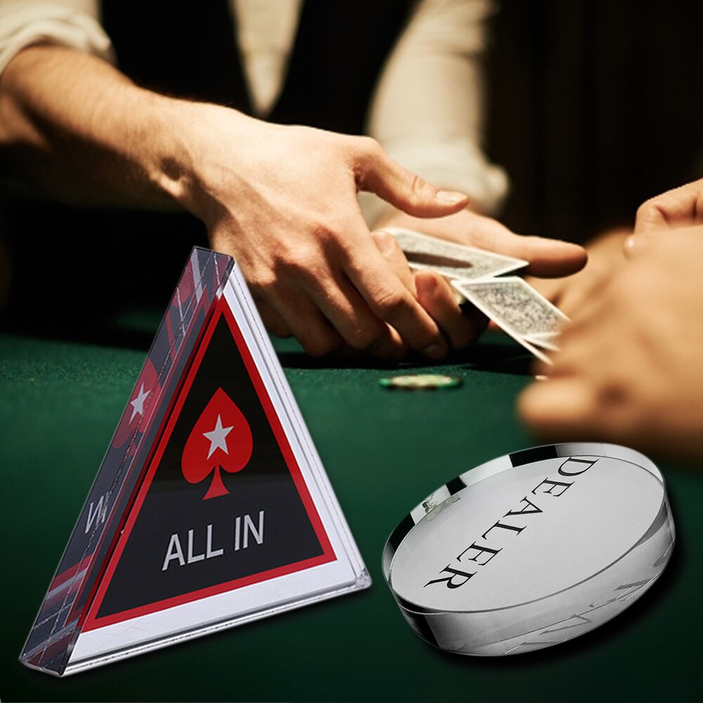 Crystal Texas All In Chip Poker Guard Cards Entertainment Tools Triangle Poker Chips Game Pub Club Collection