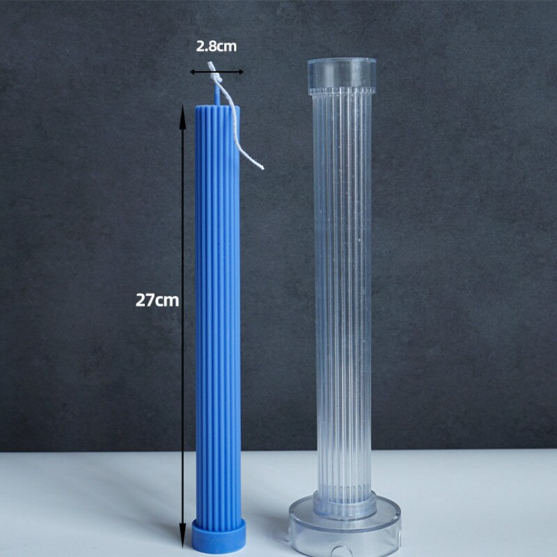 Classical Striped Roman Cylindrical Plastic Candle Mold Columnar Striped DIY Candle Holder Making Shape Candle Silicone: G 27X2.8cm