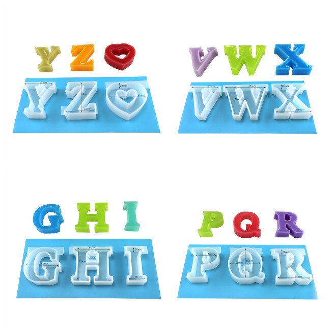 Moldes de silicone 26 letras inglês alfabeto resina fundição moldes de silicone diy fazendo ferramentas para casa letras decorativas