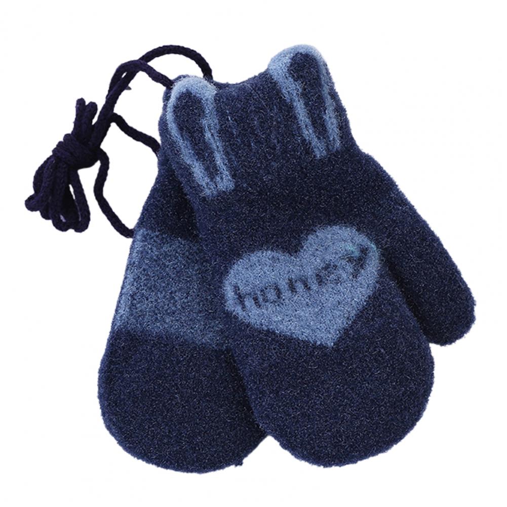 Enfants hiver mignon amour coeur motif miel lettres tricoté gants mitaines