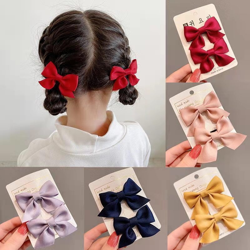 1 Pair Children Bow Hairpins Female Headwear Cute Princess Hairpin Girls Broken Hair Bangs Clip Hair Accessories Barrettes Gift