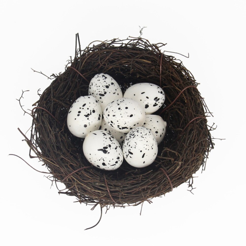 Country Style Simulation Twig Bird Nest Easter Rattan Nest Decoration for Home Garden (10cm)