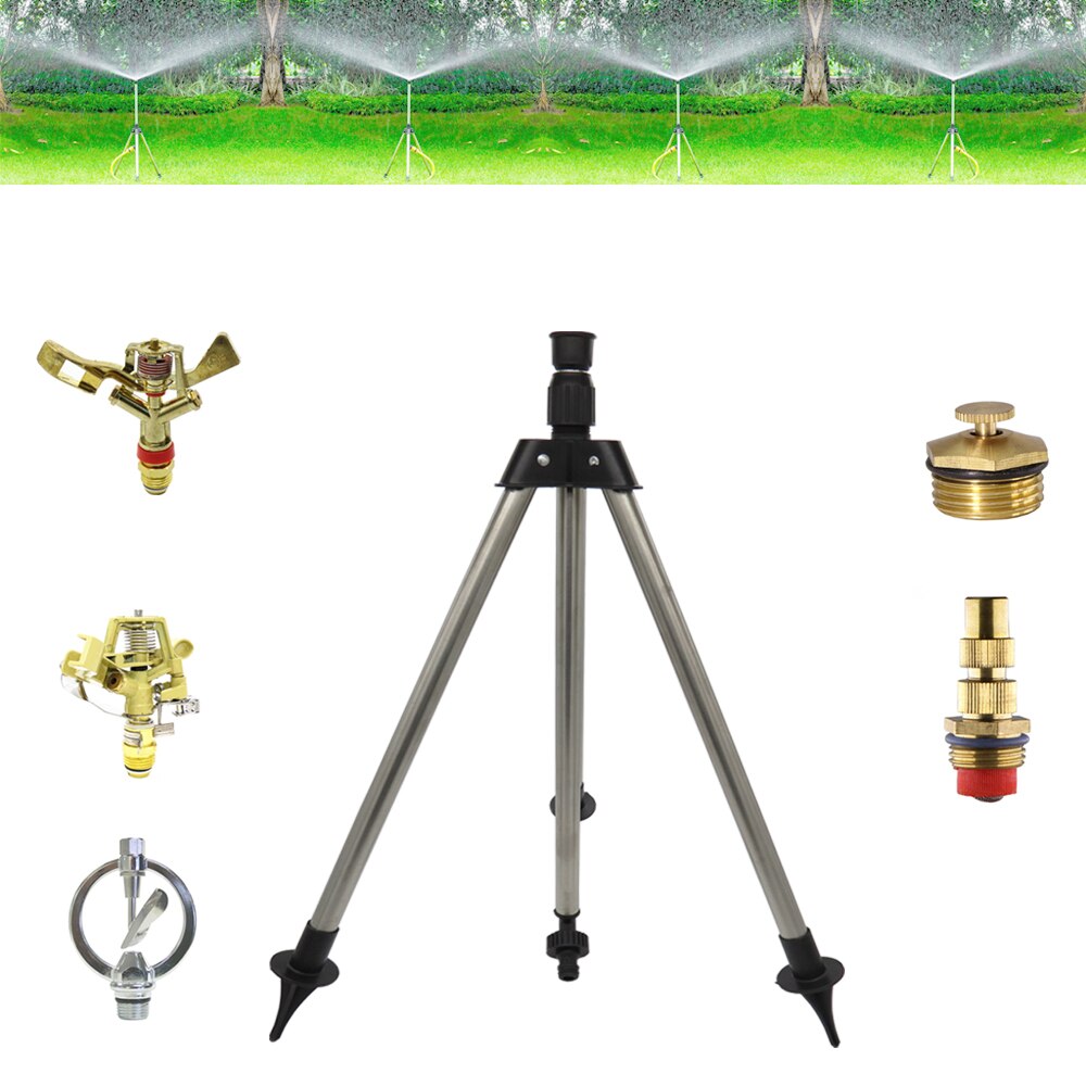 Tripé de aço inoxidável impacto sprinklers kit 360 graus girar bocais pulverizador para 1/2 &quot;mangueira planta agrícola irrigação flor