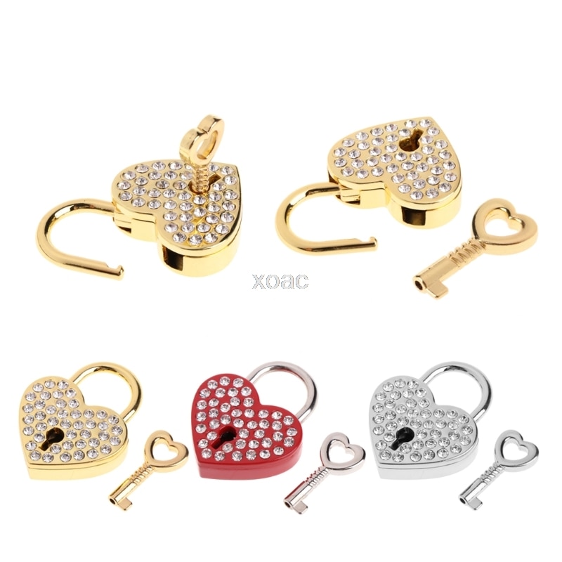 Diamantes Vintage antiguo estilo Mini arquería corazón candado llave con llave M13