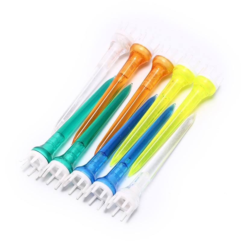 Blandet farve golf tee transparent tee krone golf tee tilbehør 78mm plastmateriale 10 stk