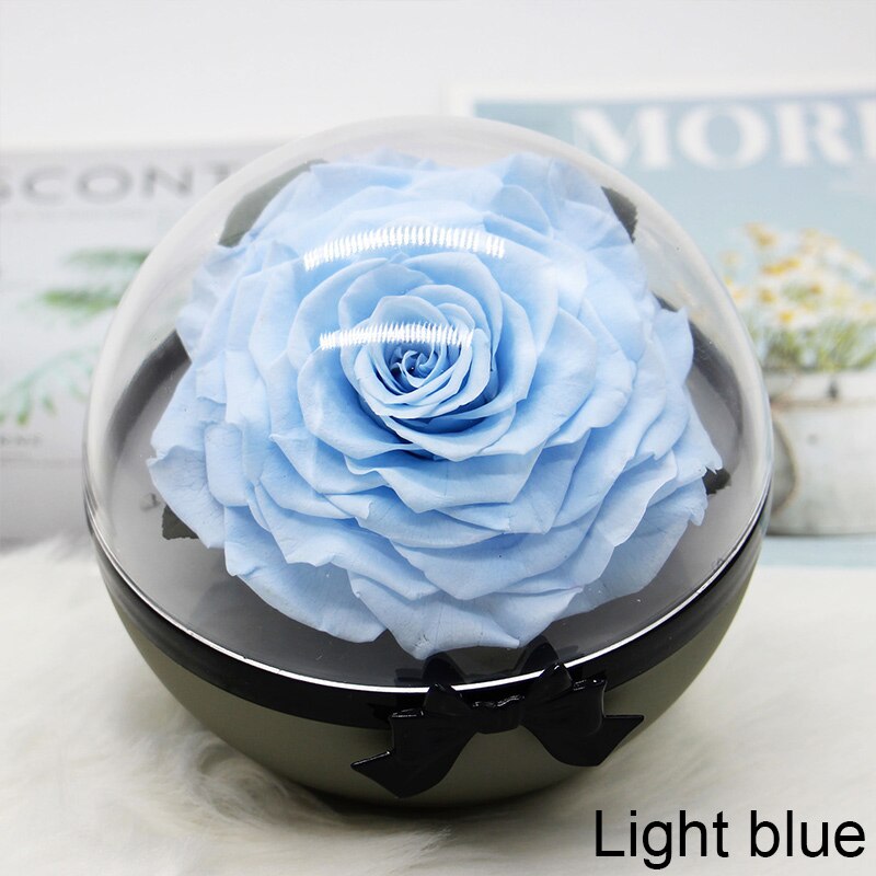 Bola de cristal, flor Artificial, de boda, simulación, vida duradera, rosas, bola, en forma de corazón, multicolor opcional: Light blue