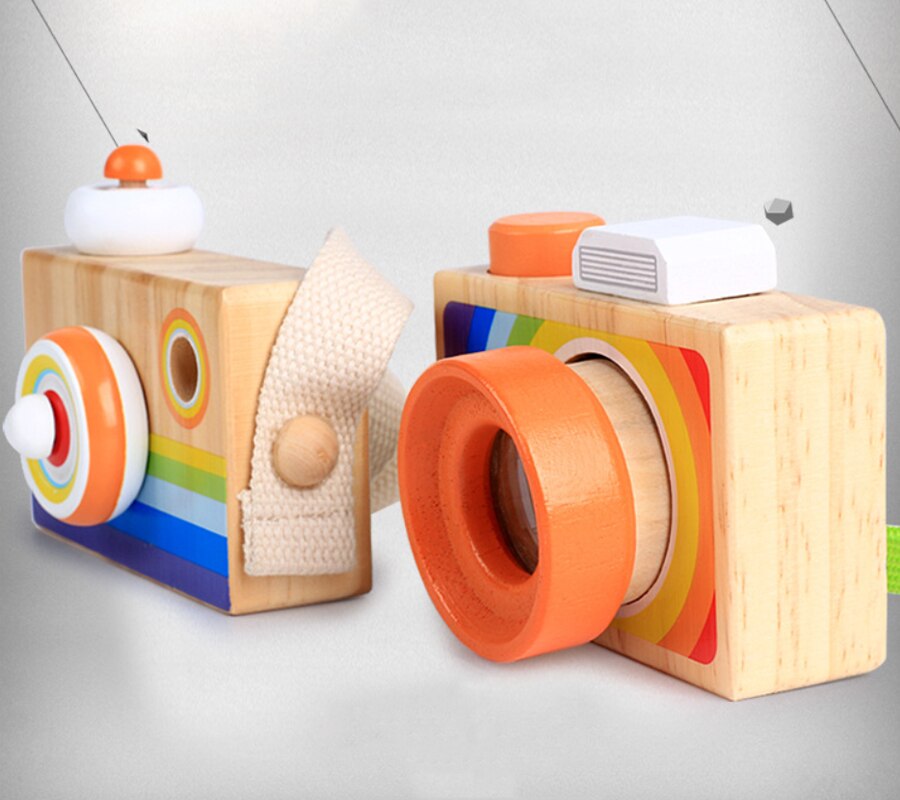 Simulierte Hölzerne Cartoon Kamera Multi-prisma Spaß Spielzeug Einzigen-spiegel Kamera Kaleidoskop Spielzeug Modelle