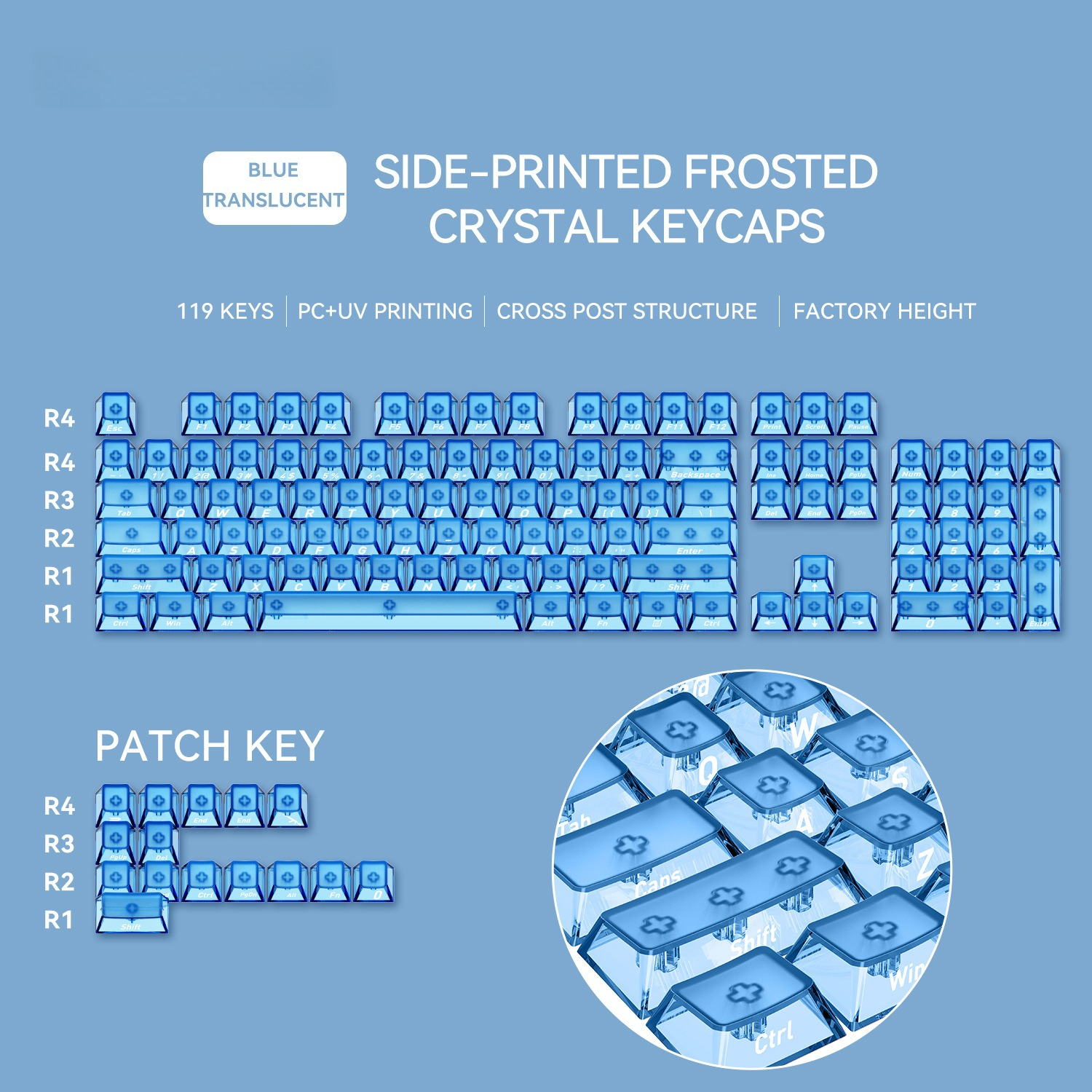 Front Matte Finish Keycaps Sides Translucent Cherry Profile PC Keycaps for Gaming Mechanical Keyboard Key Caps Custom Keyboard: LIGHT GRAY
