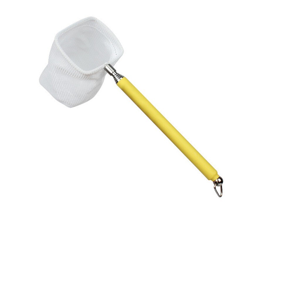 Fish Shrimp Skimming Net Fine Aquarium Tank Fish Shrimp Skimming Net Mesh Extendable Stainless Steel Handle Fishing Tools Net: Yellow