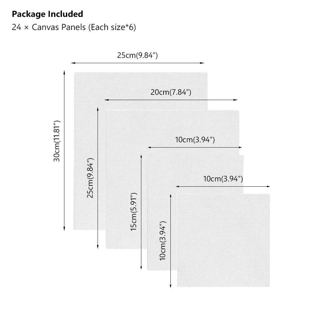 24Pcs/set Painting Canvas Blank Cotton Canvas Panels Square Mounted Art Artist Boards Painting Tool Craft Whosale: Set 1