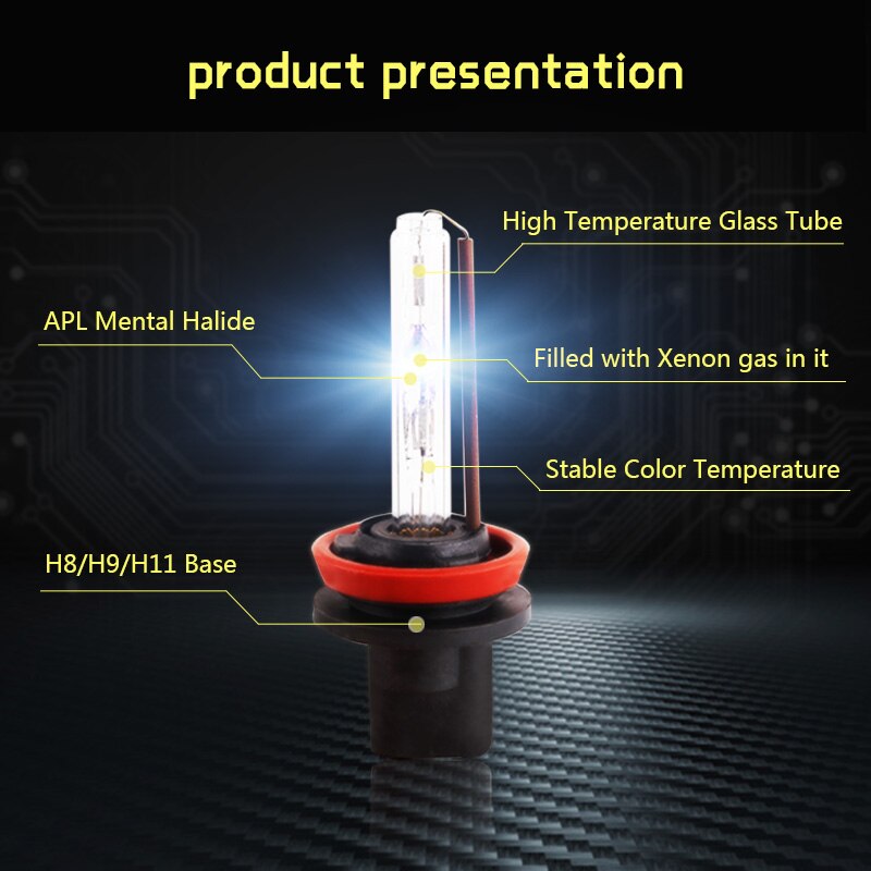 2 uds H8 H9 H11 bombilla de Xenón 55W 3000K 4300K 5000K 6000K 8000K 10000K 12000K lámpara de coche 12V faro de coche xenón H11 luces antiniebla