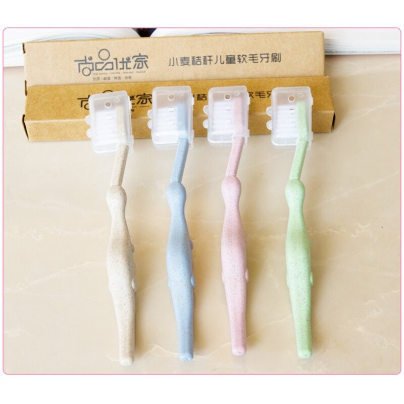 Baby Toothbrush Natural Wheat Straw Cartoon Toddler Children Newborn Oral Care