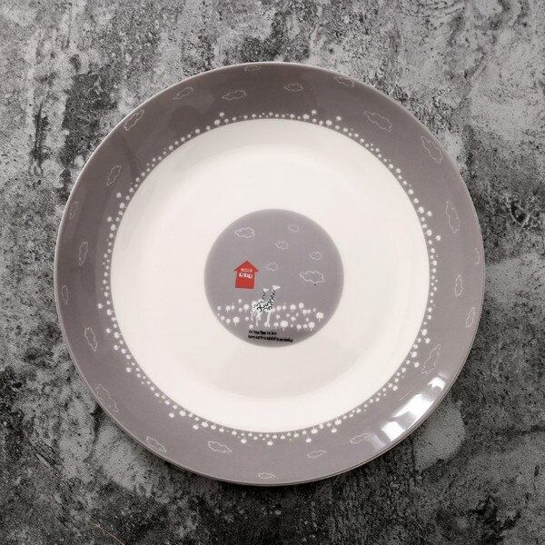8 inches Round Bone China Tableware Western Food Beef Cake Dessert Plate Cartoon Porcelain Flat Dish Plates: 4