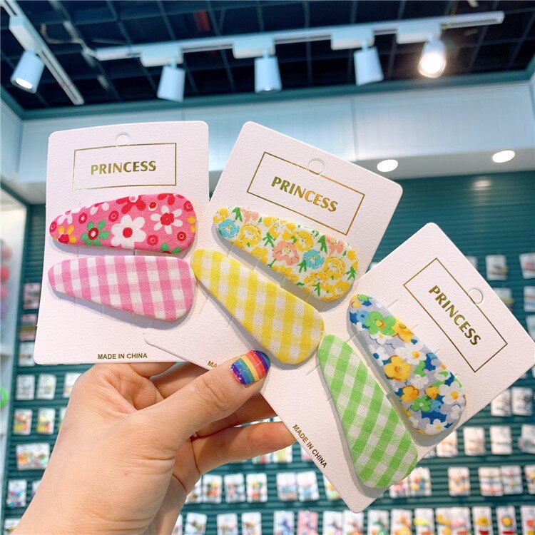 Koreaanse Kinderen Bloemenprint Haarspeld Meisje Bloem Bangle Side Haarspeld Baby Plaid Water Bb Clip