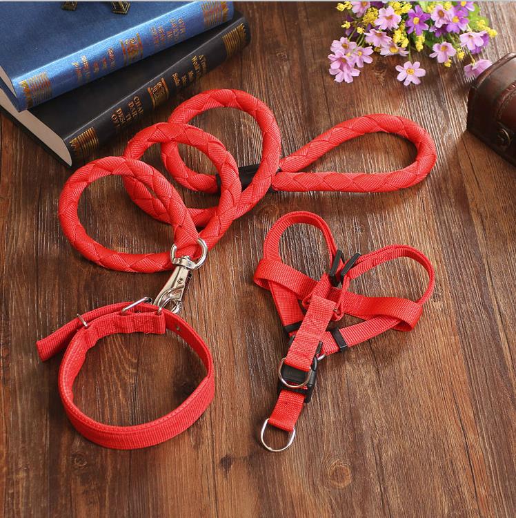 Halsbanden trekkabel jean hondenriem harnas huisdier kraag harness hondenriem pet wandelen harness leash set verstelbare borst: D