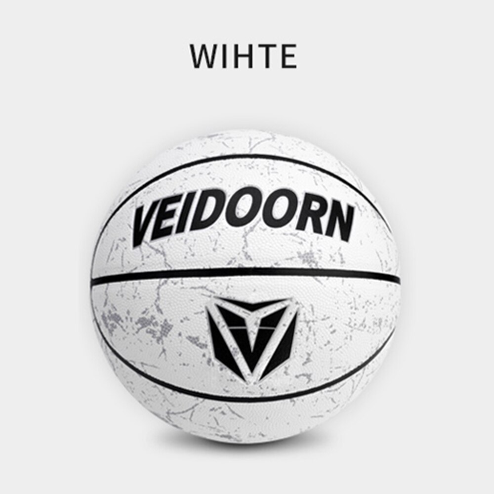 Veidoorn basketballbold officiel størrelse 7/6/5 pu læder udendørs indendørs kamp træning mænd basketball baloncesto: Vdlq -1 hvid