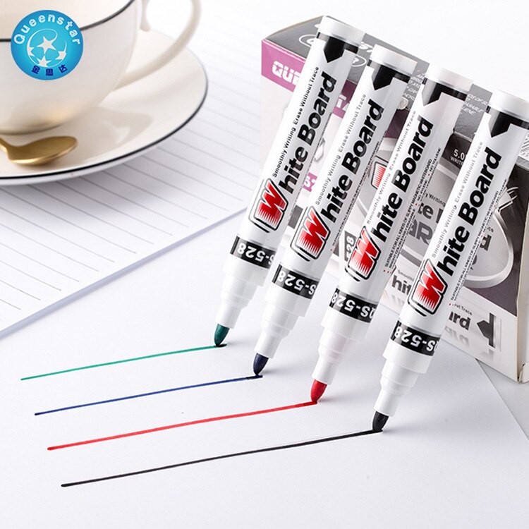 Rotulador para pizarra blanca, 4 Uds., lote de 4 colores, marcador de pizarra blanca, respetuoso con el medio ambiente, suministros para oficina y escuela, negro, rojo, azul y verde