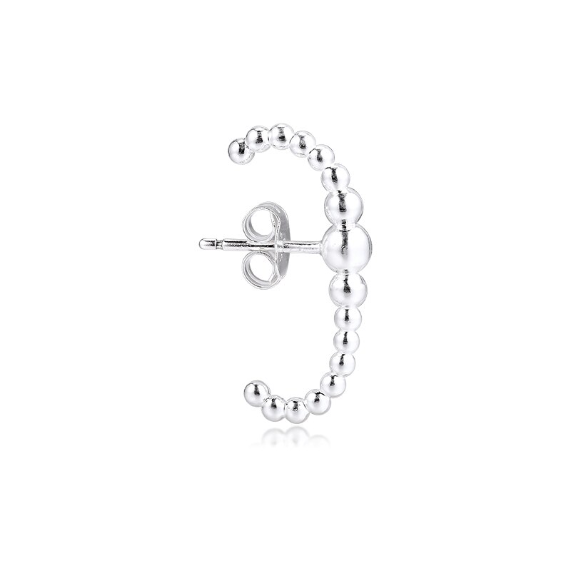 Fandola Echt 925 Sterling Zilveren Oorbellen Rij Van Kralen Enkele Stud Manchet Oorbellen Voor Vrouwen Diy Maken Trinket Sieraden Brincos