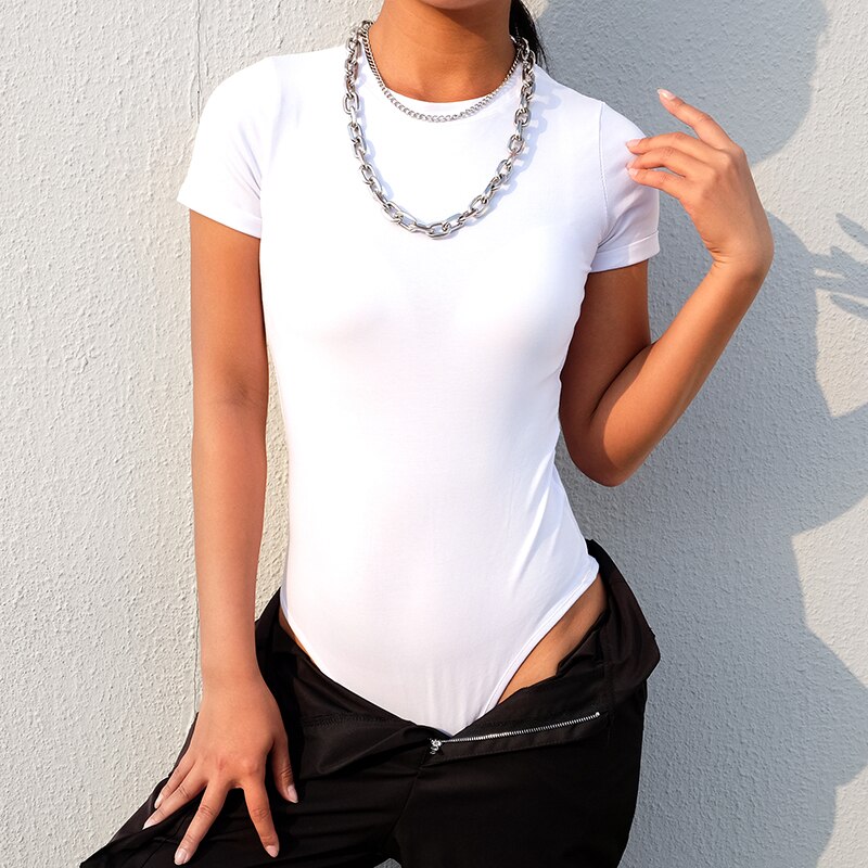 Strak effen t-shirt in eendelig shirt dames zomer nauwsluitend shirt met korte mouwen