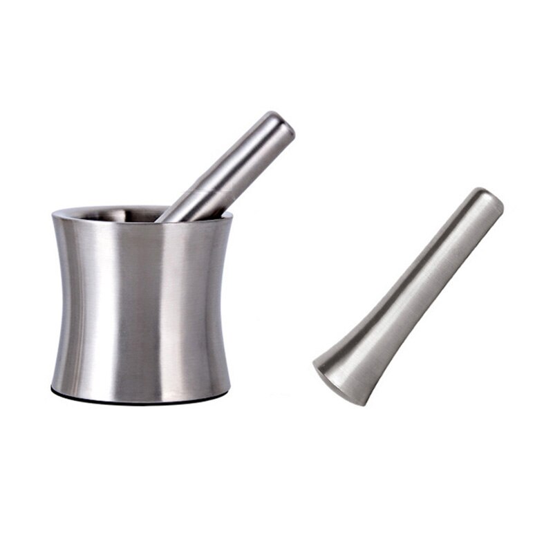 Stainless Steel Garlic Pounder Leak Proof Cover Mortar Pot Mortar Pestle Set Polished Garlic Press Grinding Container: Default Title