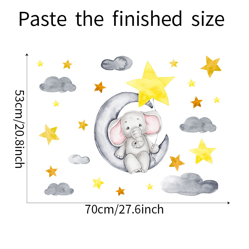 Uroczy niedźwiadek animowany Bunny naklejki na ścianę gwiazda księżyc na pokoje dla dzieci pokój dziecięcy tapeta z dekorem dziewczyny chłopcy sypialnia przedszkole naklejka: K