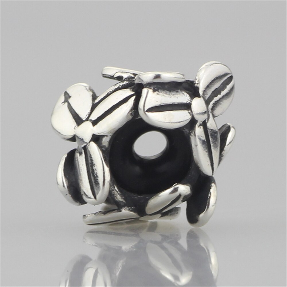 Authentic 925 Sterling Silver Spacer Stopper Mocha Bow Flower Footprint Bead Charm Fit European Style 3mm Bracelet Jewelry