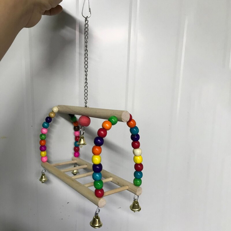 View of Parrots Toy Colorful Wooden Bead Birds Toy Suspens... – Grandado