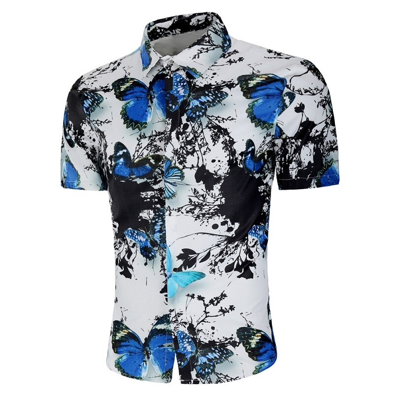 Mærke mænds skjorte kortærmet 3d tryk herreskjorter afslappet plus størrelse kjole mænds skjorte camiseta masculina: Xl