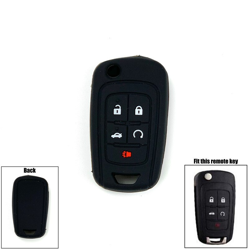 Silicone car key cover key protector keychain case for Chevrolet Cruze TRAX Lova Spark Onix Silverado Volt Camaro Aveo Sail: 5 key black