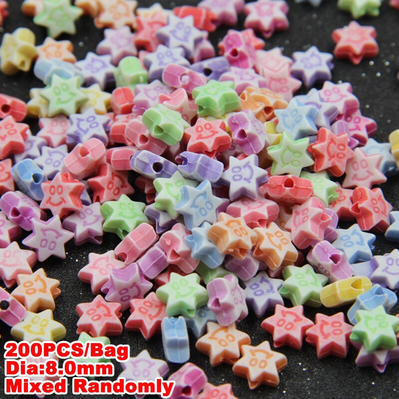 100/200 pièces ensembles de perles boîte enfants perles créatives perles entretoise en vrac bijoux à bricoler soi-même faire des résultats Kid fait à la main accessoire: JR0374 Star 200pcs