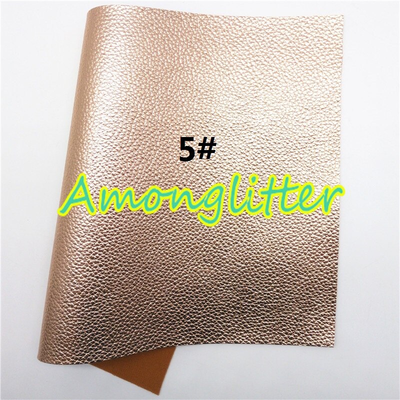 Amonglitter Rose Gold Gold Synthetic Leather, Litchi Faux Leather Fabric Sheets for DIY Bows Bags 21x29cm A4 size MB009: 5