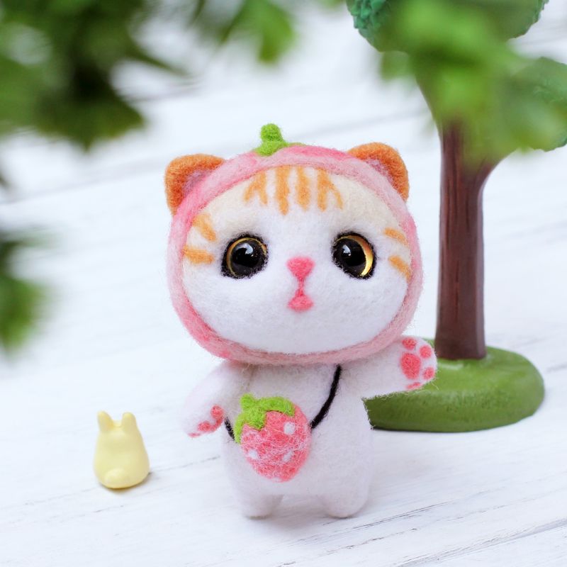 Lindo gato lana fieltro artesanal DIY inacabado conjunto de pinchos kit para manualidades Material de aguja