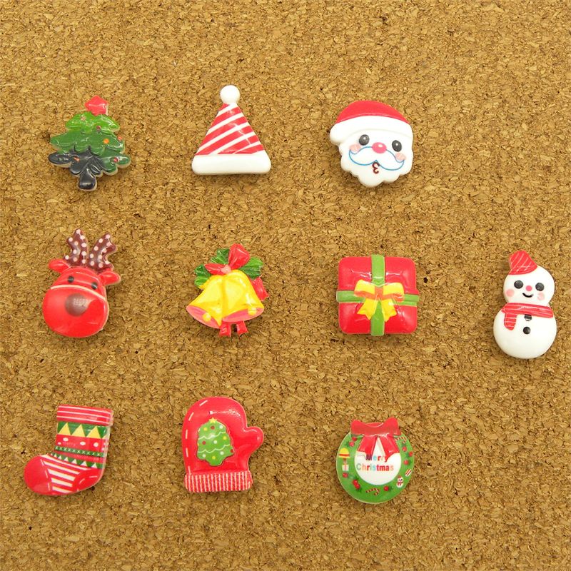 30 Uds. Chinchetas decorativas para mapa, chinchetas para tablero de corcho, escuela, oficina, papelería de dibujos animados, de Navidad
