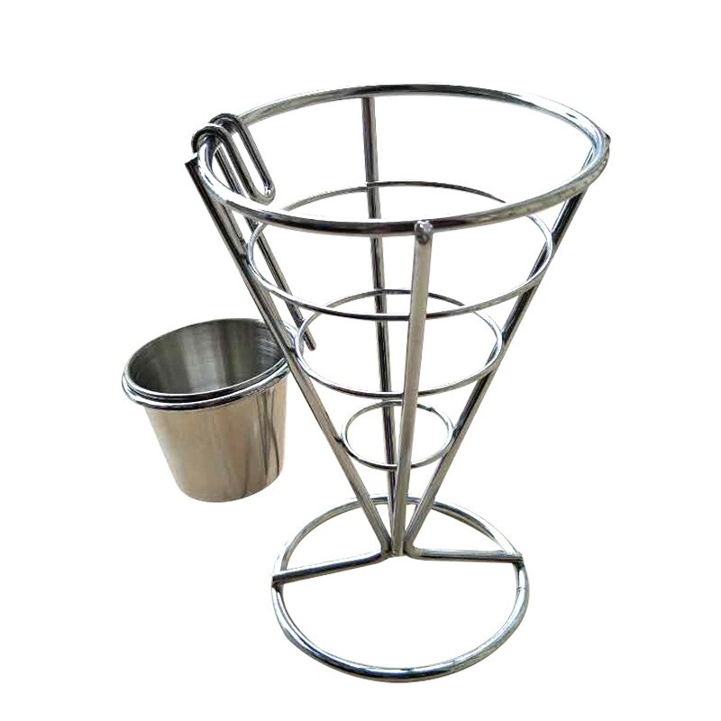 Conical French Fry Stand Basket Holder with Dish Fried chicken cooked food display rack for Buffet Party Appetize Shelves Bowl