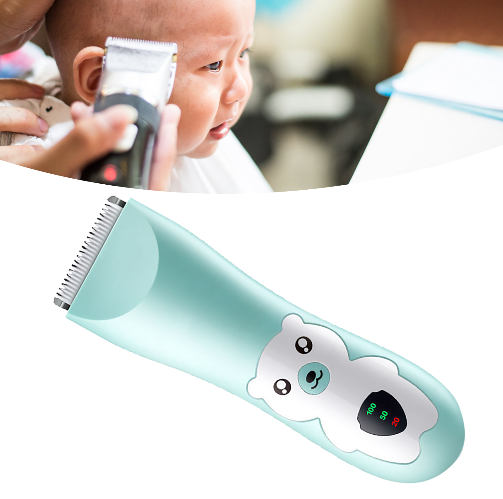 Quiet Baby Hair Clipper Electric Baby Hair Clipper Waterproof Cartoon Pattern Cordless with Combs for Toddlers