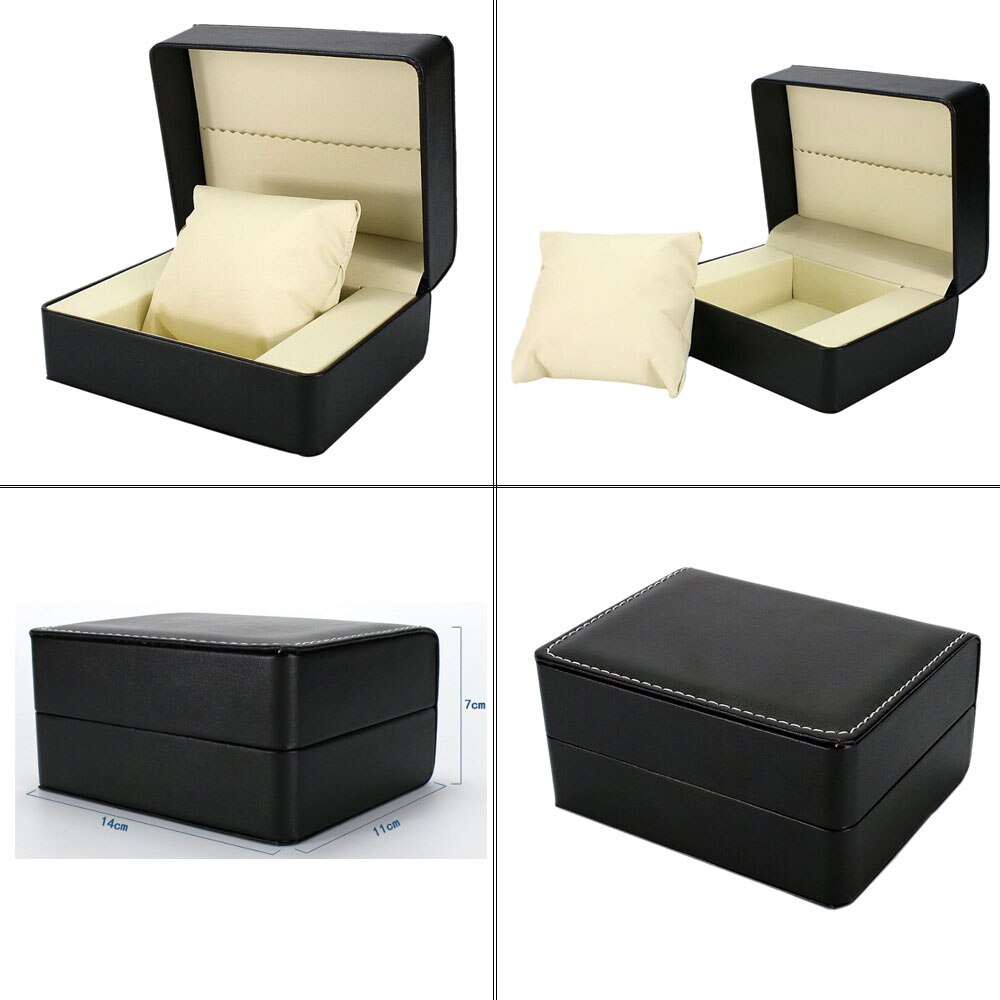 Luxury Black Single Slot Watch Case Box Display Organizer Jewelry Storage 14x11x7cm
