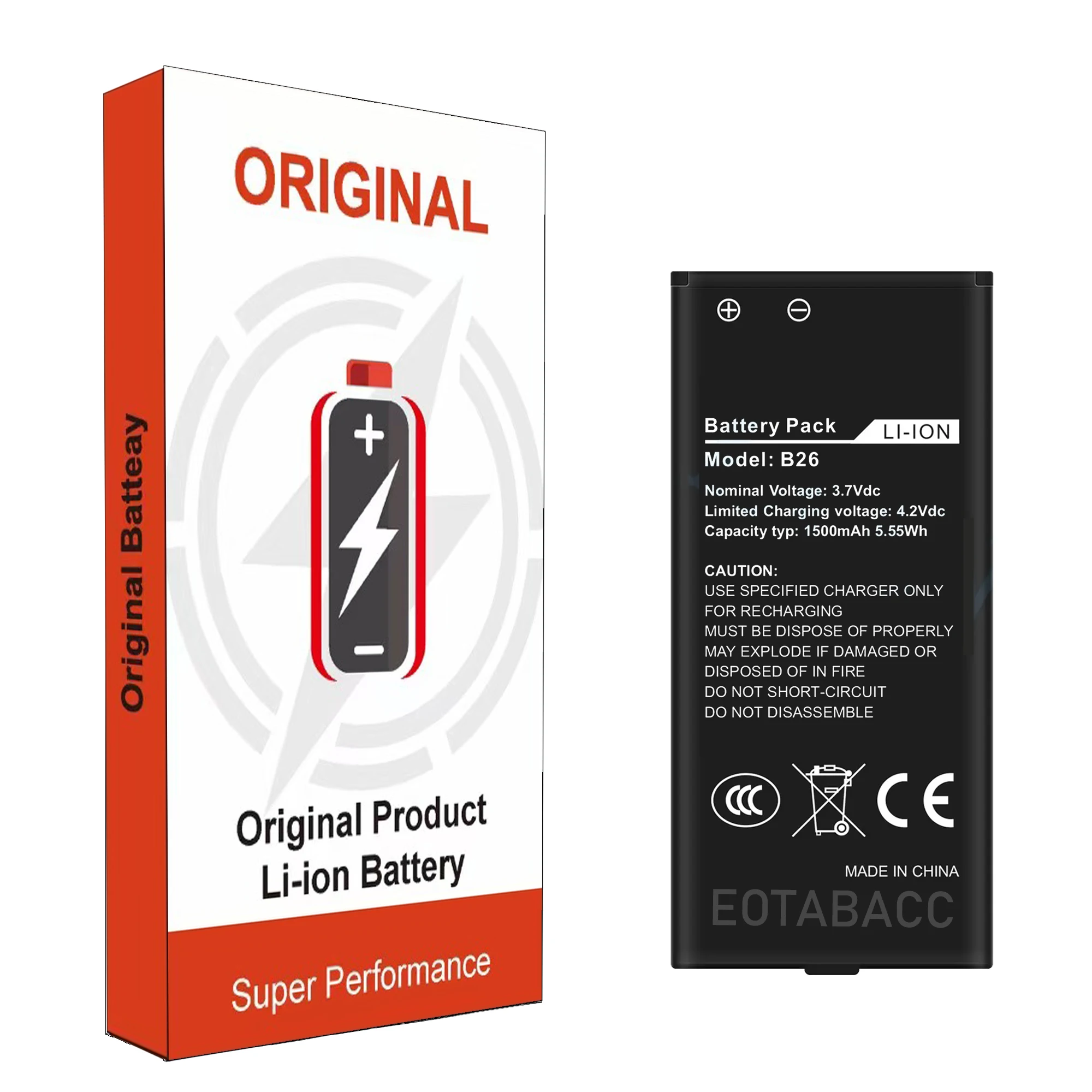 Mobiele Telefoon Batterij - 1500mAh - Compatibel met Caterpillar CAT B26 - Hoge Capaciteit