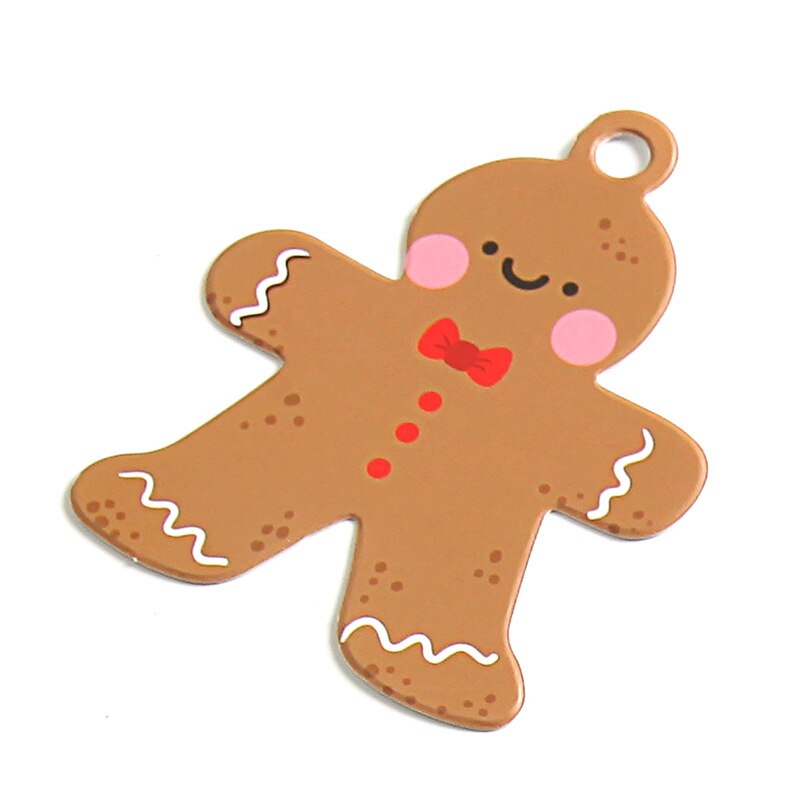 God jul papper bokmärken söt tecknad pepparkaka man träd tagg julfest dekoration häng tagg förpackningsetiketter 50 st