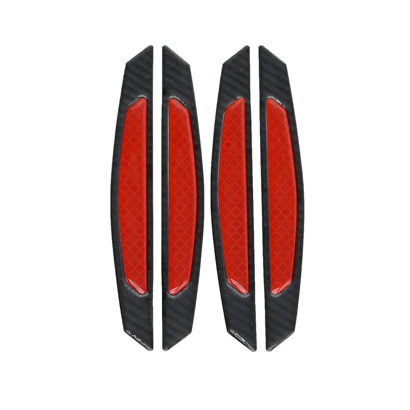 MotoLovee Car Sticker 3D Carbon Fiber Sticker Car Door Protection Sticker Decal Reflective Strip Warning Car Styling Accessories: black red