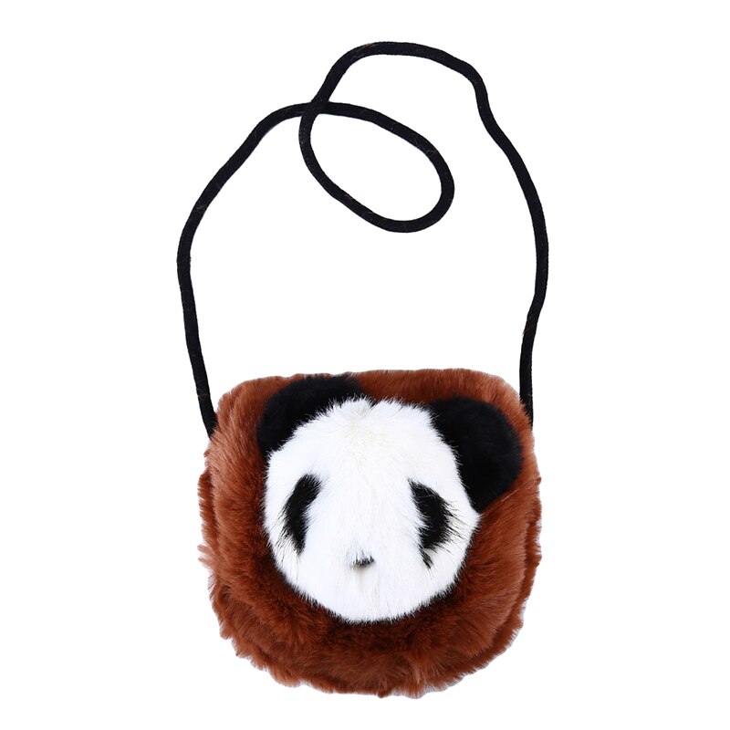 Best Selling Mini Cartoon Panda Messenger Bag Cute Plush Panda Coin Purse Women Shoulder Messenger Bag: caramel colour