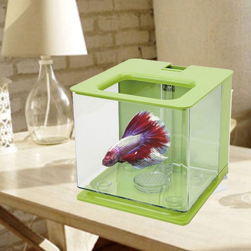 Betta Fish Tank Aquarium Fish Tank Easy to Change the Water Acrylic Plastic Self-Cleaning Small Fish Tank