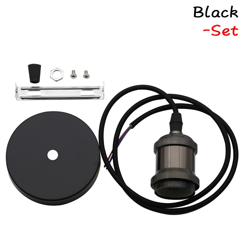 Vintage Hanger Gloeilamp Lamphouder E27 Socket Schroef Base 110V 220V Aluminium Industriële Retro Fittings Lamphouder voor Thuis: Black Set